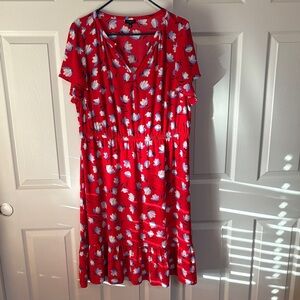Talbots Red Floral Midi Dress